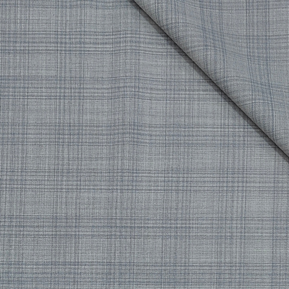 Trouser Fabric OCM Exotic Premium Super 130s Count 40% Merino Wool Mild Check Color Light Grey